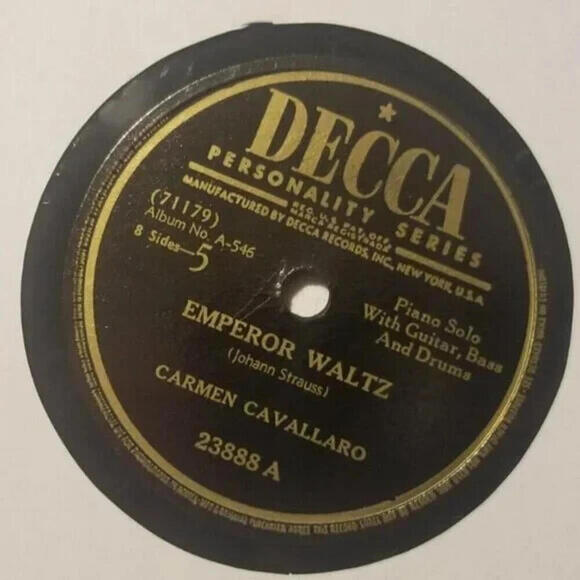 3/$25 Carmen Cavallaro 78 RPM Southern Roses / Emperor Waltz Decca 23888 - Picture 4 of 5